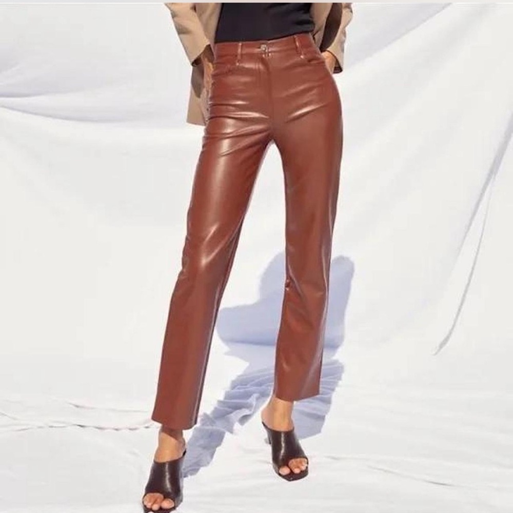 Brown Leather Pants Aritzia Milena